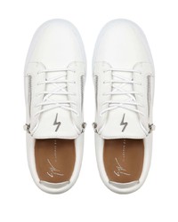 weiße und schwarze Leder niedrige Sneakers von Giuseppe Zanotti