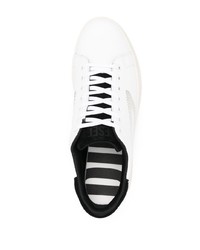 weiße und schwarze Leder niedrige Sneakers von Diesel