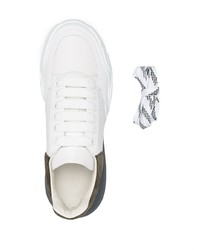 weiße und schwarze Leder niedrige Sneakers von Alexander McQueen