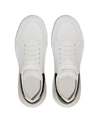 weiße und schwarze Leder niedrige Sneakers von Alexander McQueen