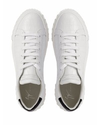 weiße und schwarze Leder niedrige Sneakers von Giuseppe Zanotti