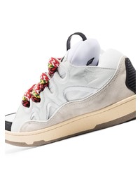 weiße und schwarze Leder niedrige Sneakers von Lanvin