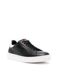 weiße und schwarze Leder niedrige Sneakers von Lanvin