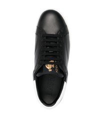 weiße und schwarze Leder niedrige Sneakers von Lanvin