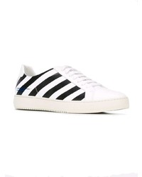 weiße und schwarze Leder niedrige Sneakers von Off-White