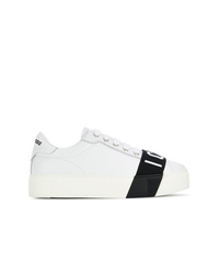 weiße und schwarze Leder niedrige Sneakers von Dsquared2