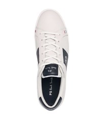 weiße und schwarze Leder niedrige Sneakers von PS Paul Smith