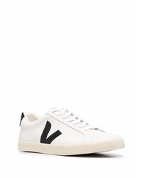 weiße und schwarze Leder niedrige Sneakers von Veja