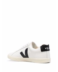 weiße und schwarze Leder niedrige Sneakers von Veja