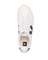 weiße und schwarze Leder niedrige Sneakers von Veja