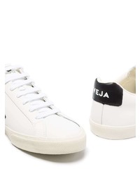 weiße und schwarze Leder niedrige Sneakers von Veja