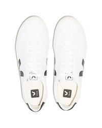 weiße und schwarze Leder niedrige Sneakers von Veja