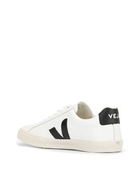 weiße und schwarze Leder niedrige Sneakers von Veja