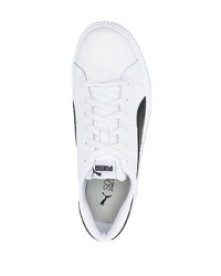 weiße und schwarze Leder niedrige Sneakers von Puma