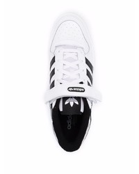 weiße und schwarze Leder niedrige Sneakers von adidas