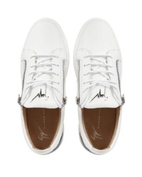 weiße und schwarze Leder niedrige Sneakers von Giuseppe Zanotti