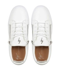 weiße und schwarze Leder niedrige Sneakers von Giuseppe Zanotti