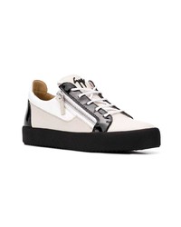 weiße und schwarze Leder niedrige Sneakers von Giuseppe Zanotti Design