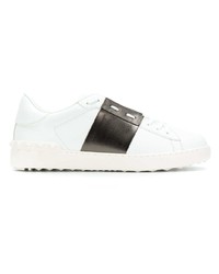 weiße und schwarze Leder niedrige Sneakers von Valentino