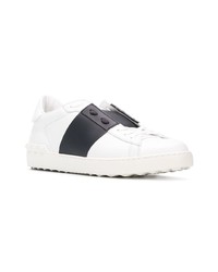 weiße und schwarze Leder niedrige Sneakers von Valentino