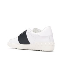 weiße und schwarze Leder niedrige Sneakers von Valentino