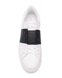 weiße und schwarze Leder niedrige Sneakers von Valentino