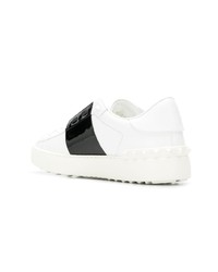 weiße und schwarze Leder niedrige Sneakers von Valentino