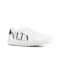 weiße und schwarze Leder niedrige Sneakers von Valentino