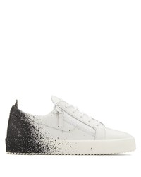 weiße und schwarze Leder niedrige Sneakers von Giuseppe Zanotti