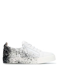 weiße und schwarze Leder niedrige Sneakers von Giuseppe Zanotti