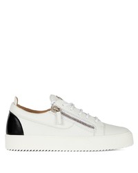 weiße und schwarze Leder niedrige Sneakers von Giuseppe Zanotti