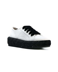 weiße und schwarze Leder niedrige Sneakers von Marco De Vincenzo