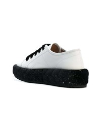 weiße und schwarze Leder niedrige Sneakers von Marco De Vincenzo