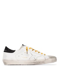 weiße und schwarze Leder niedrige Sneakers von Golden Goose