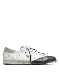 weiße und schwarze Leder niedrige Sneakers von Golden Goose