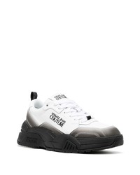 weiße und schwarze Leder niedrige Sneakers von VERSACE JEANS COUTURE