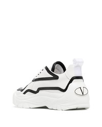 weiße und schwarze Leder niedrige Sneakers von Valentino Garavani