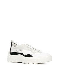 weiße und schwarze Leder niedrige Sneakers von Valentino Garavani