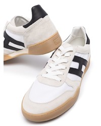 weiße und schwarze Leder niedrige Sneakers von Hogan