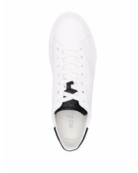 weiße und schwarze Leder niedrige Sneakers von Hogan