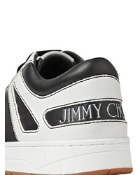 weiße und schwarze Leder niedrige Sneakers von Jimmy Choo