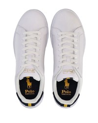 weiße und schwarze Leder niedrige Sneakers von Polo Ralph Lauren