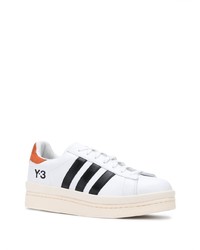 weiße und schwarze Leder niedrige Sneakers von Y-3