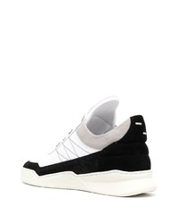 weiße und schwarze Leder niedrige Sneakers von Filling Pieces