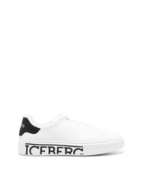 weiße und schwarze Leder niedrige Sneakers von Iceberg