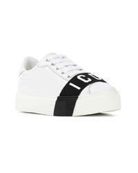 weiße und schwarze Leder niedrige Sneakers von Dsquared2