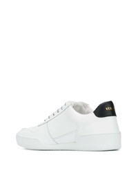 weiße und schwarze Leder niedrige Sneakers von Versace