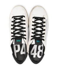 weiße und schwarze Leder niedrige Sneakers von P448