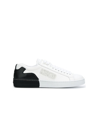 weiße und schwarze Leder niedrige Sneakers von Kenzo
