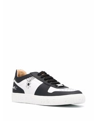 weiße und schwarze Leder niedrige Sneakers von Philipp Plein